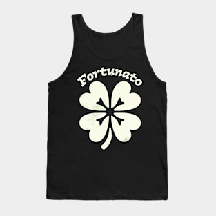 Fortunato Emblem - Distressed Four-Leaf Graphic Design Tank Top